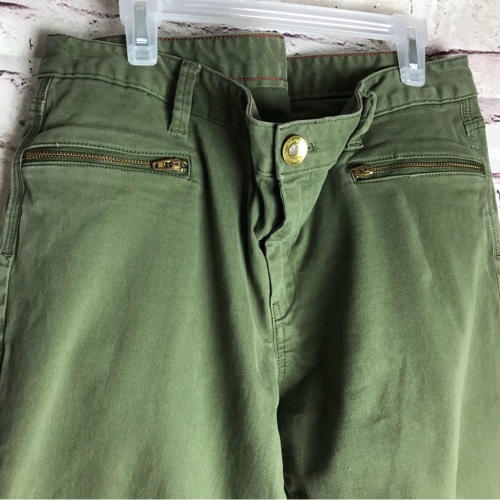 Banana Republic green skinny pants w zip details